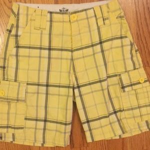Yellow & Gray Plaid Shorts